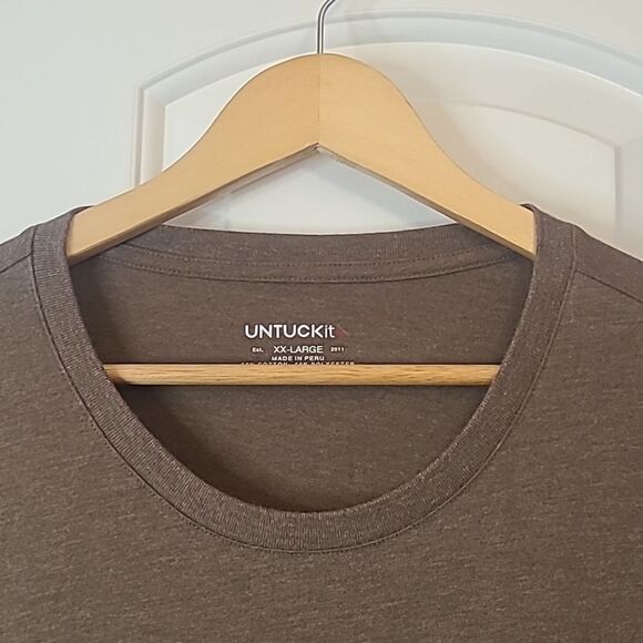 Untuckit Aston Heather Brown Long-Sleeve T-Shirt Size XXL - Picture 2 of 9
